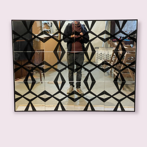 Etched Glass Mirror - Art mirror with modern geometric pattern