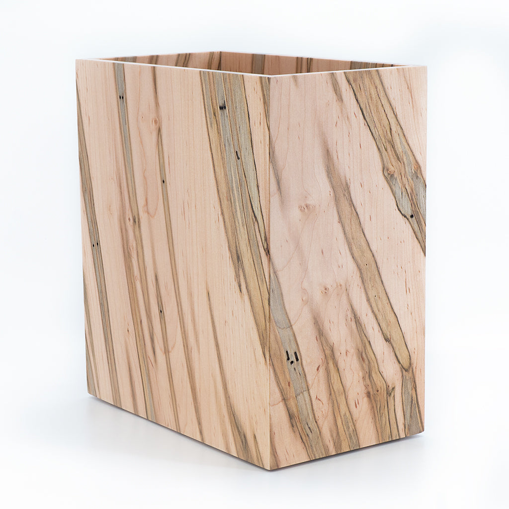 Ambrosia Maple wastebasket. Finished in a satin lacquer. 
