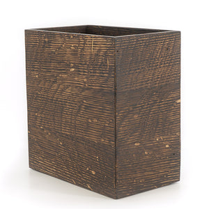 Charred Wood Wastebasket, Lacquer, Rectangle