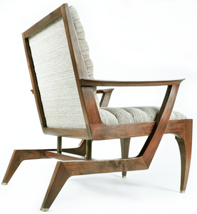 Handmade Walnut Lounge Chair, Brass Accents (Armchair)