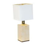 Parchment Table Lamp, Lacquered High Gloss, Brass Fixtures, White Linen Shade