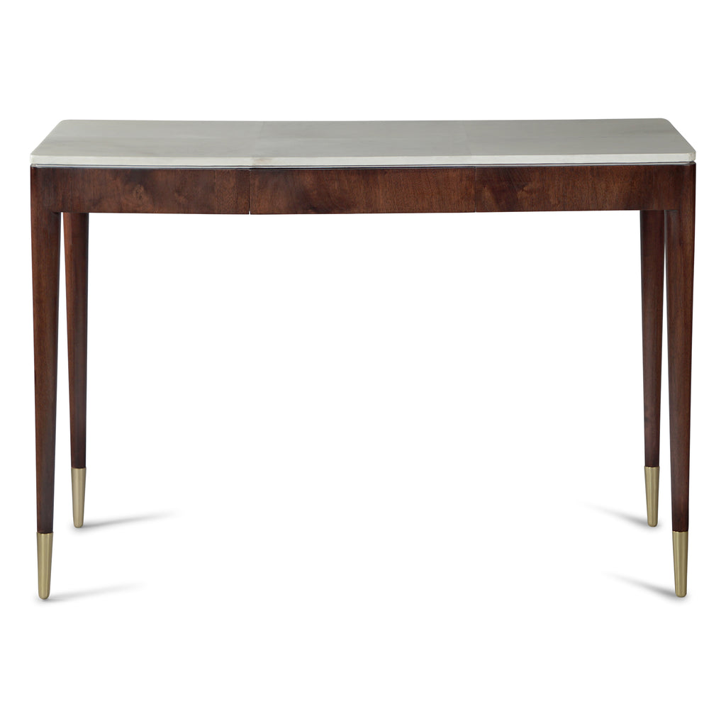 Parchment Desk with walnut legs high gloss finish.