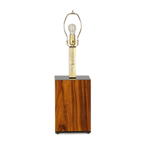 Rosewood Table Lamp, High Gloss Lacquer, Brass Fixtures, White Linen Drum Shade