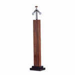 Rosewood Lamp, Standing, High Gloss Lacquer, White Linen Shade