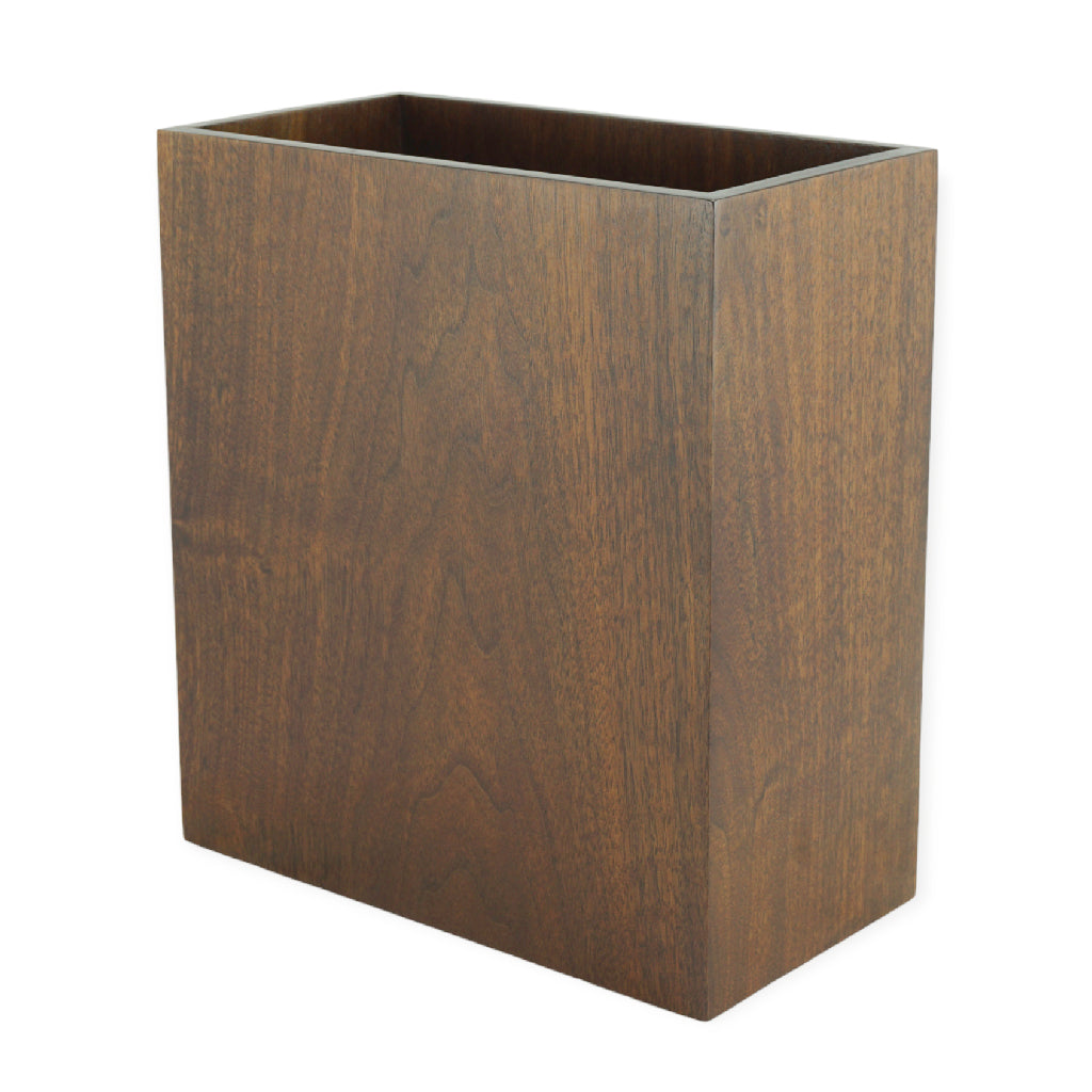 Walnut Wastebasket, Satin Rubbed Lacquer, Rectangle